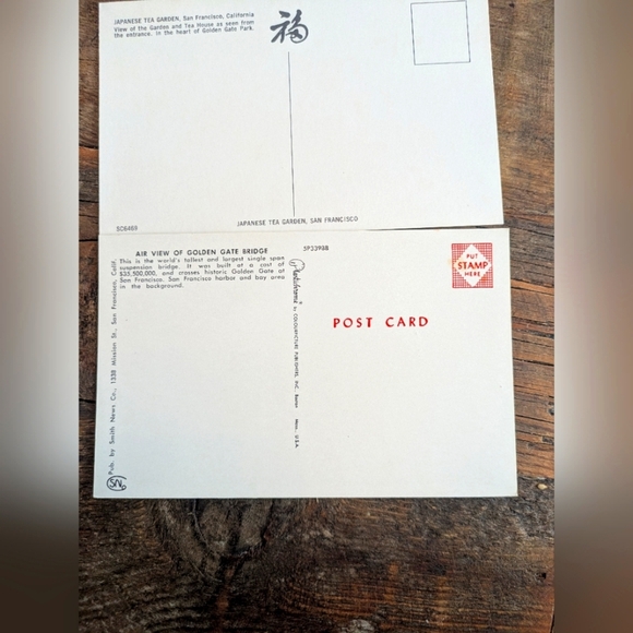 San Franscisco Vintage Postcards Unused Gloss Japanese Tea Golden Gate Bridge - Picture 7 of 10